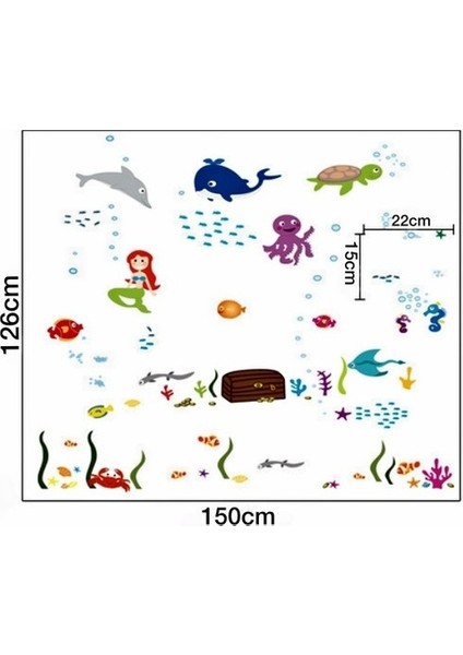 Kt Decoration Deniz Hayvanları Denizkızı Çocuk ve Bebek Odası Duvar Dekorasyonu fırsatları