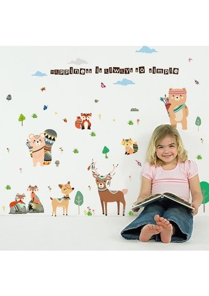 Kt Decoration Orman Hayvanları Çocuk ve Bebek Odası Pvc Duvar Sticker