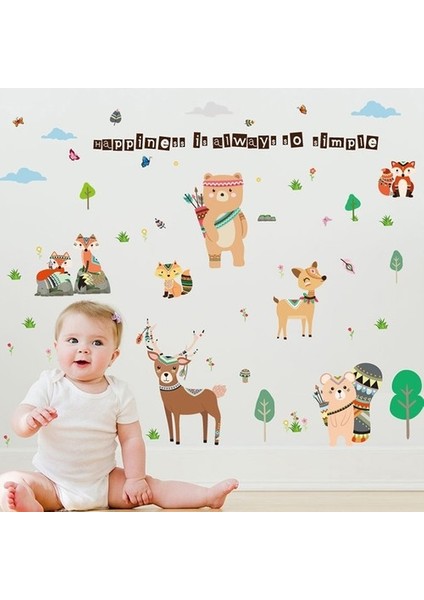 Kt Decoration Orman Hayvanları Çocuk ve Bebek Odası Pvc Duvar Sticker