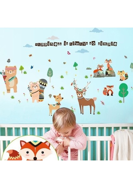 Kt Decoration Orman Hayvanları Çocuk ve Bebek Odası Pvc Duvar Sticker