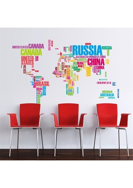 Kt Decoration Renkli Tasarım Dünya Haritası Atlas Pvc Duvar Sticker modelleri