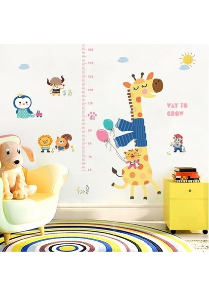 Kt Decoration Sevimli Zürafa Boy Ölçer Bebek ve Çocuk Odası Dekoru Pvc Duvar Sticker