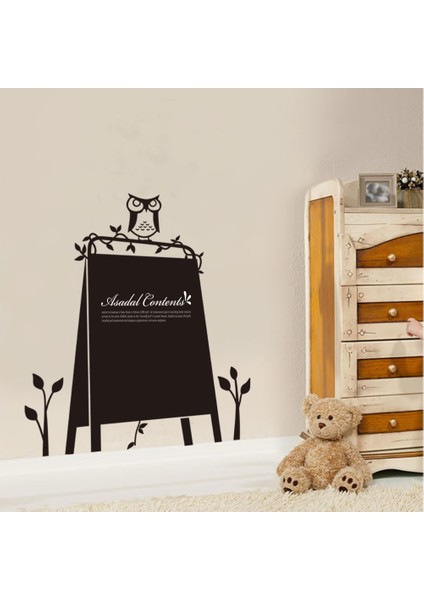 Kt Decoration Ev Dekorasyonu Yazılabilir Kara Tahta Kendinden Yapışkanlı Pvc Sticker Baykuşlu 72 x 83 cm