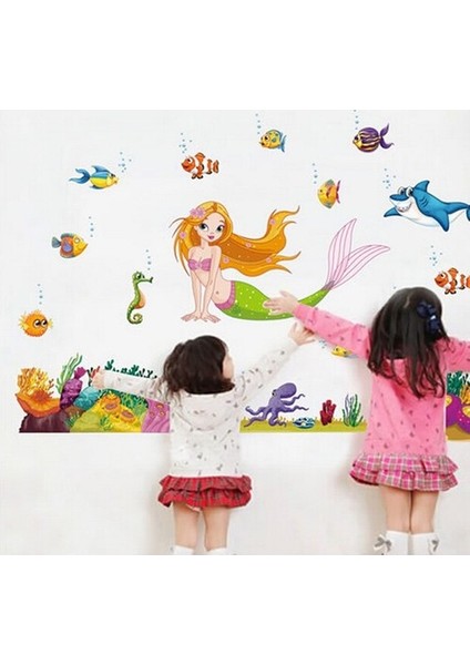 Kt Decoration Denizkızı ve Balıklar Bebek ve Çocuk Odası Pvc Duvar Sticker fiyatları