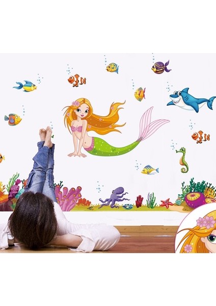 Kt Decoration Denizkızı ve Balıklar Bebek ve Çocuk Odası Pvc Duvar Sticker modelleri