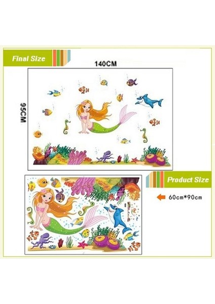 Kt Decoration Denizkızı ve Balıklar Bebek ve Çocuk Odası Pvc Duvar Sticker fırsatları