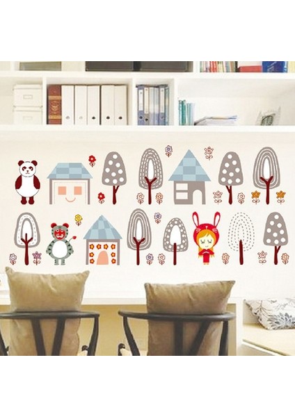 Kt Decoration Kırmızı Başlıklı Kız Bebek ve Çocuk Odası Pvc Duvar Dekoru