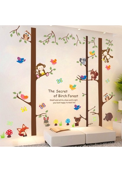Kt Decoration Maymunlar Kuşlar Ağaçlar Bebek ve Çocuk Odası Pvc Duvar Sticker fiyatları