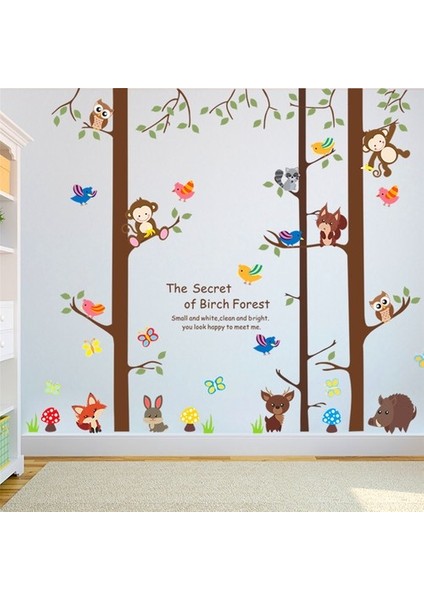 Kt Decoration Maymunlar Kuşlar Ağaçlar Bebek ve Çocuk Odası Pvc Duvar Sticker modelleri
