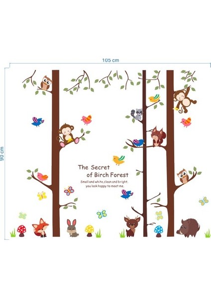 Kt Decoration Maymunlar Kuşlar Ağaçlar Bebek ve Çocuk Odası Pvc Duvar Sticker fırsatları