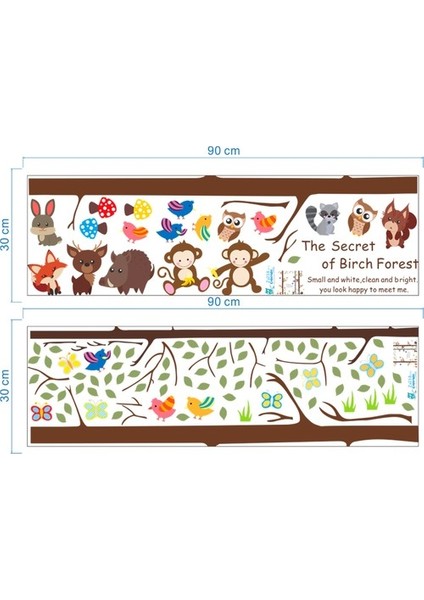 Kt Decoration Maymunlar Kuşlar Ağaçlar Bebek ve Çocuk Odası Pvc Duvar Sticker indirimleri