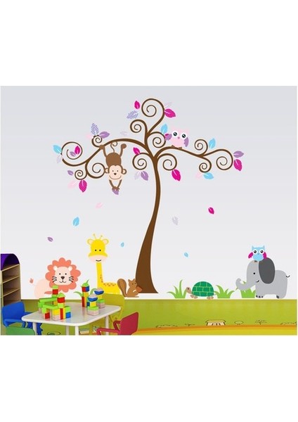 Kt Decoration Ağaç ve Sevimli Hayvanlar Çocuk ve Bebek Odası Dekoru Kendinden Yapışkanlı Pvc Duvar Sticker fiyatları