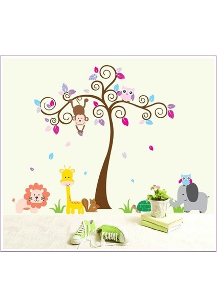 Kt Decoration Ağaç ve Sevimli Hayvanlar Çocuk ve Bebek Odası Dekoru Kendinden Yapışkanlı Pvc Duvar Sticker modelleri