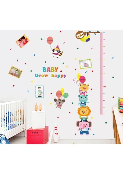 Kt Decoration Neşeli Hayvanlar Çocuk ve Bebek Odası Büyüme Ölçer Pvc Duvar Sticker