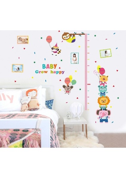 Kt Decoration Neşeli Hayvanlar Çocuk ve Bebek Odası Büyüme Ölçer Pvc Duvar Sticker modelleri