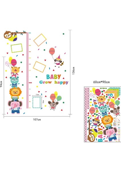 Kt Decoration Neşeli Hayvanlar Çocuk ve Bebek Odası Büyüme Ölçer Pvc Duvar Sticker fırsatları