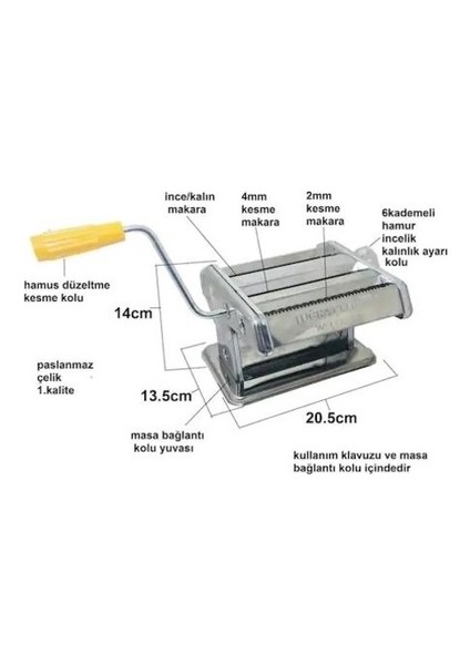 180 mm Erişte Makarna Makinesi