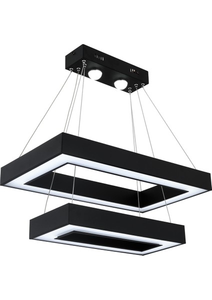 AV-1573-BSY-60X30-DD Siyah Boyalı Modern Avize LED Metal Pleksi 60x35cm
