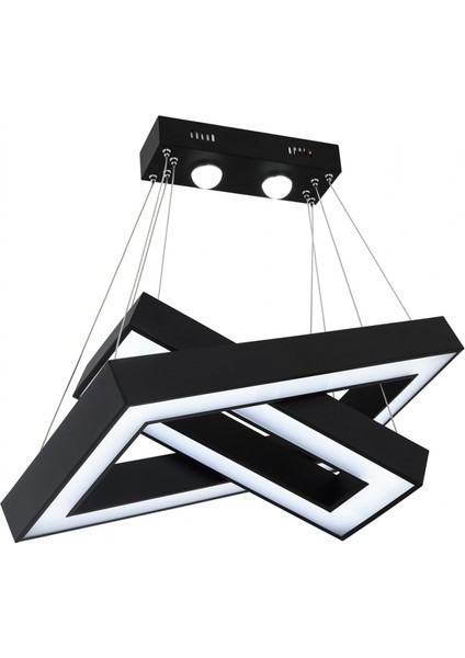 AV-1573-BSY-60X30-DD Siyah Boyalı Modern Avize LED Metal Pleksi 60x35cm
