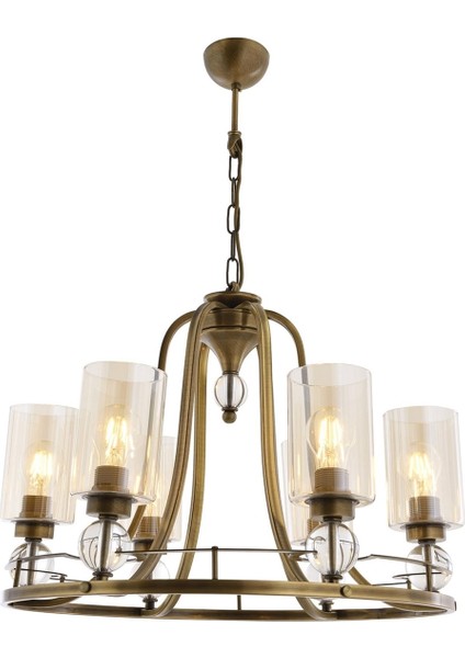AV-1597-6E Eskitme Kaplama Modern Avize E27 Metal Cam 62cm