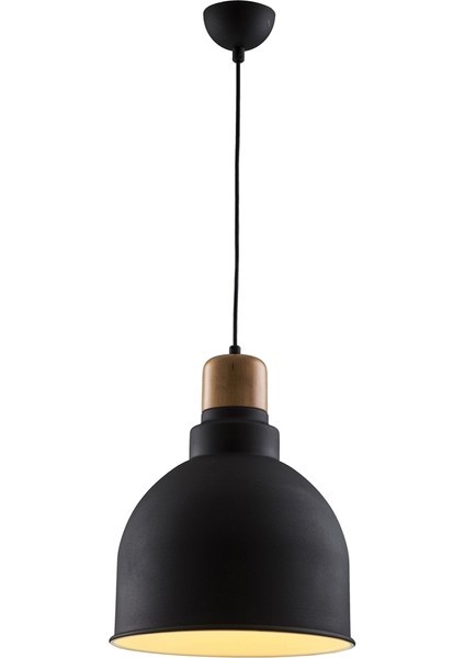 AV-4100-A2-BSY-30 Siyah Boyalı Modern Avize E27 Metal Ahşap 30cm