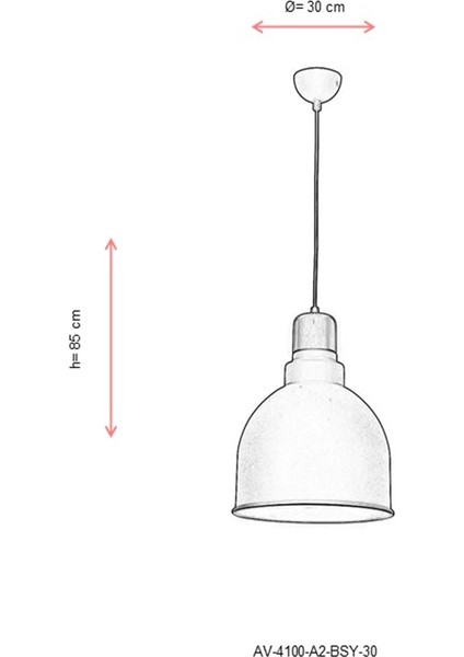 AV-4100-A2-BSY-30 Siyah Boyalı Modern Avize E27 Metal Ahşap 30cm