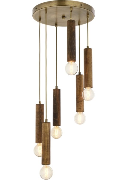 AV-1651-6ET Eskitme Kaplama Modern Avize E27 Ahşap 40cm indirimleri