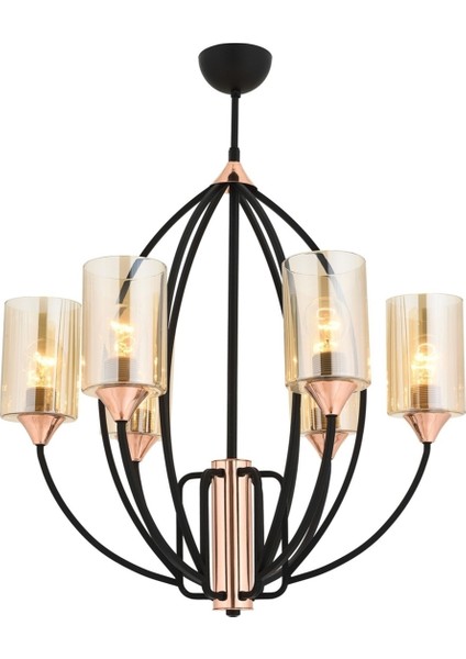 AV-1660-6BSY Siyah Boyalı Modern Avize E27 Metal Cam 58cm indirimleri
