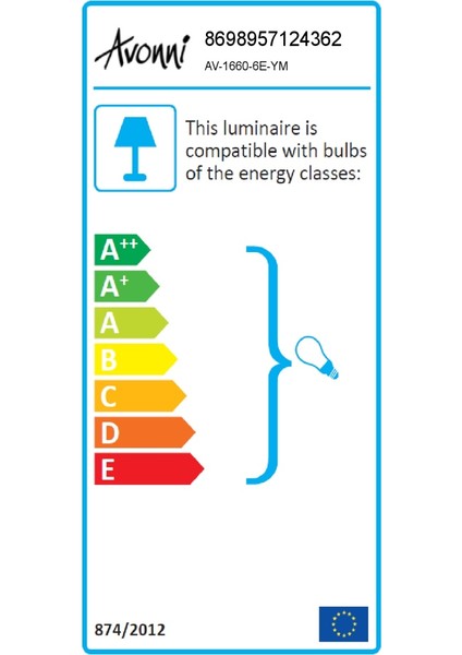 AVONNI AV-1660-6E-YM Eskitme Kaplama Modern Avize E27 Metal Cam 84x57cm