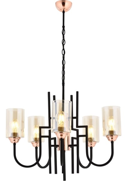 AV-4163-5BSY Siyah Boyalı Modern Avize E27 Metal Cam 62cm fırsatları