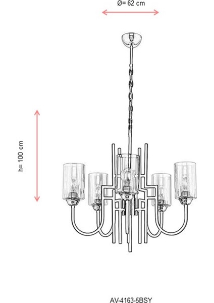 AV-4163-5BSY Siyah Boyalı Modern Avize E27 Metal Cam 62cm indirimleri