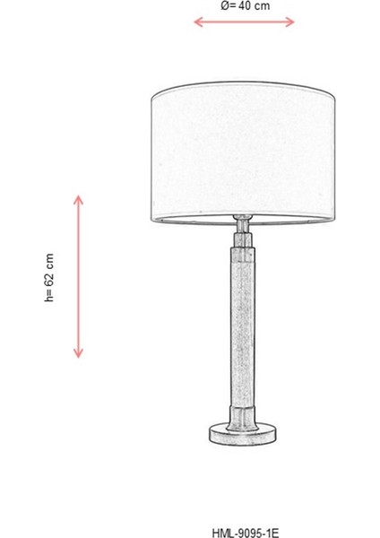 HML-9095-1E Eskitme Kaplama Masa Lambası E27 Metal Ahşap 40cm
