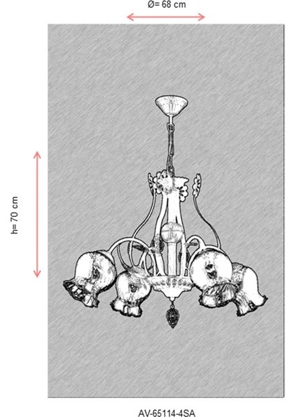 AV-65114-4SA Krem Ferforje Boyalı Klasik Avize E27 Metal Cam 68cm