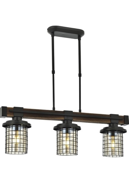 AV-60002-3EY Eskitme Kaplama Modern Avize E27 Metal Ahşap Cam 75x15cm fırsatları