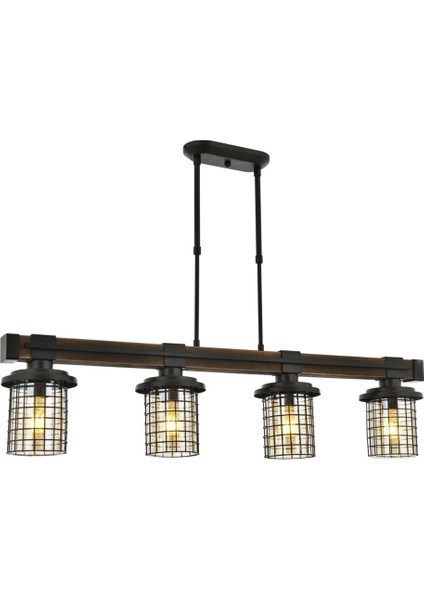 AV-60002-4EY Eskitme Kaplama Modern Avize E27 Metal Ahşap Cam 95x15cm fırsatları