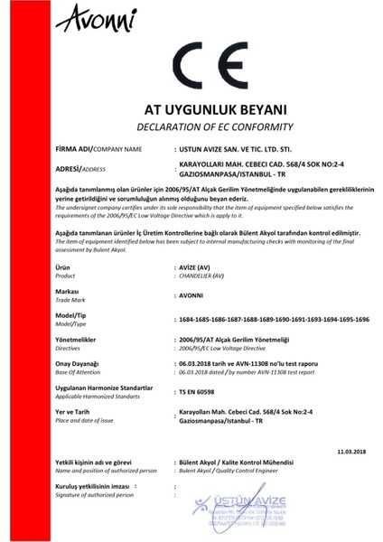 AV-60056-K50 Krom Kaplama Modern Avize E14 Metal 50cm