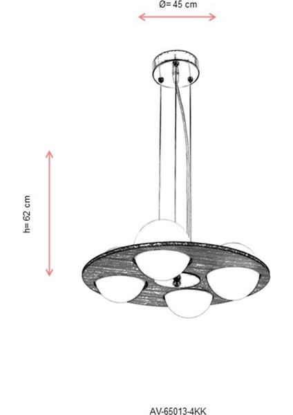 AV-65013-4KK Kahverengi Boyalı Modern Avize E14 Ahşap 45cm indirimleri