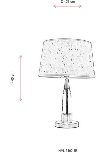 HML-9102-1E Eskitme Kaplama Masa Lambası E27 Metal Cam 35cm fırsatları