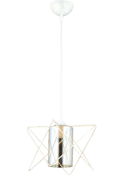 AV-65076-KRM Krem Boyalı Modern Avize E27 Metal Cam 20x20cm