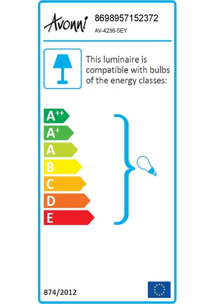 AV-60059-5EY Eskitme Kaplama Modern Avize E14 Metal Cam 90x10cm