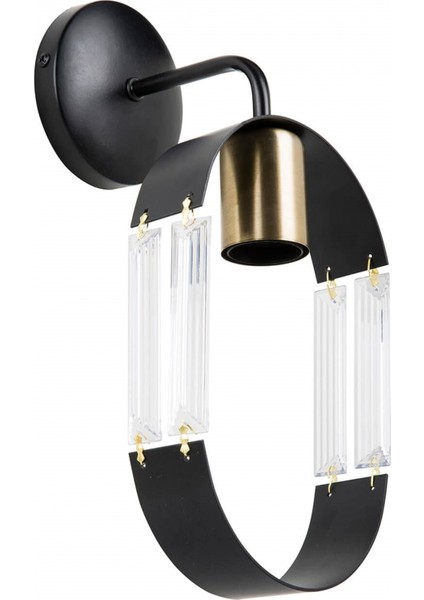 AP-65185-1BSY Siyah Boyalı Aplik E27 Metal Cam 12x8cm
