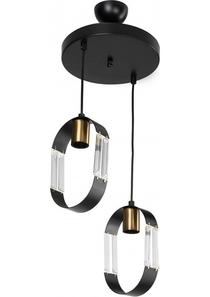 AV-65185-2T-BSY Siyah Boyalı Modern Avize E27 Metal Cam 25cm modelleri