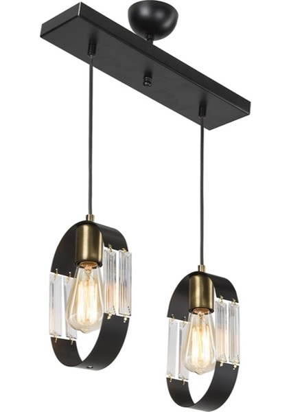 AV-65185-2Y-BSY Siyah Boyalı Modern Avize E27 Metal Cam 30x12cm fiyatları