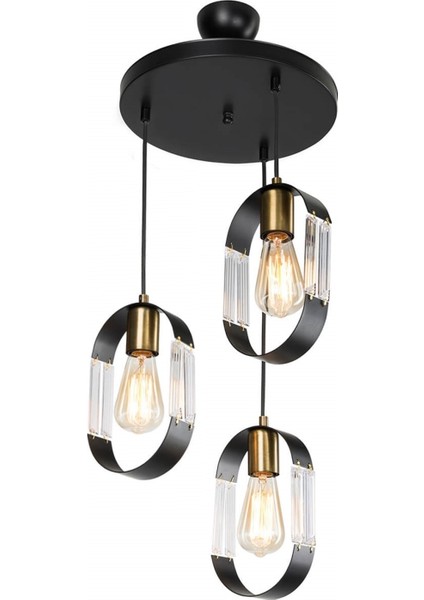 AV-65185-3T-BSY Siyah Boyalı Modern Avize E27 Metal Cam 30cm fiyatları