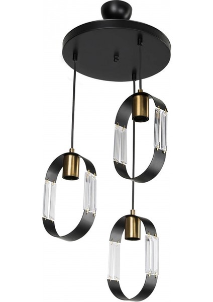 AV-65185-3T-BSY Siyah Boyalı Modern Avize E27 Metal Cam 30cm modelleri