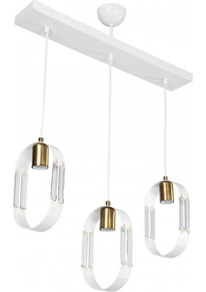 AV-65185-3Y-BBY Beyaz Boyalı Modern Avize E27 Metal Cam 50x12cm