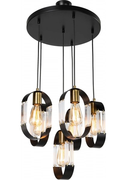 AV-65185-6T-BSY Siyah Boyalı Modern Avize E27 Metal Cam 40cm fiyatları