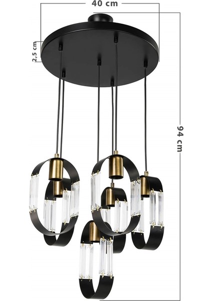 AV-65185-6T-BSY Siyah Boyalı Modern Avize E27 Metal Cam 40cm fırsatları