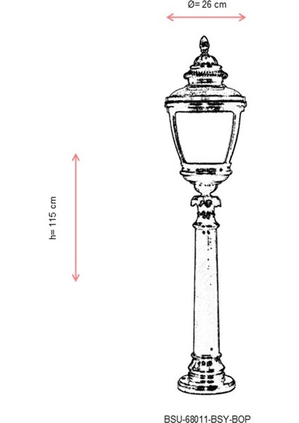 BSU-68011-BSY-BOP Kahverengi/Siyah Boyalı Dış Mekan Aydınlatma E27 Aluminyum Polikarbon Cam 26cm modelleri