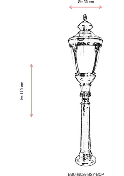BSU-68026-BSY-BOP Kahverengi/Siyah Boyalı Dış Mekan Aydınlatma E27 Aluminyum Polikarbon Cam 30cm modelleri